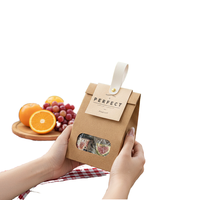 Boîte alimentaire classique biodégradable et écologique en papier, imprimée flexo, avec ruban gaufré et poignée à bouton perforé