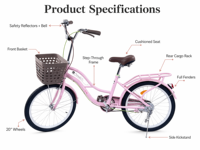 Bicicleta Urbana para Mujer, 26 Pulgadas, Ligera, con Canasta, Cómoda para la Ciudad y la Playa