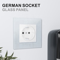 Prise et interrupteur électriques allemands à panneau en verre pour usage domestique, prises et interrupteurs télécommandés, prise électrique EU 220V