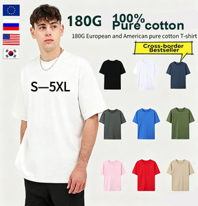 Vente en gros de t-shirts pour hommes en coton 100% pur, poids lourd 180g, taille plus 6XL, t-shirts à manches courtes en coton peigné, impression personnalisée - Product Image 2