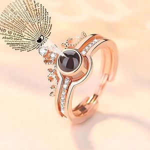 Anillo de Proyección Te Amo en 100 Idiomas |   Conjunto de Anillos Ajustables en Forma de Corazón para Parejas - Product Image 2
