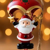 Großhandel Handgefertigte Metall-Fallschirm-Weihnachtsornamente Rentier Weihnachtsmann Schneemann Harzfigur Eisen-Baumanhänger Bruchsicher