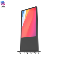 Layar LCD Digital Signage 75 Inci untuk Iklan Luar Ruangan, Tipe Standing, Vertikal, Elektronik, Totem Informasi, Kios