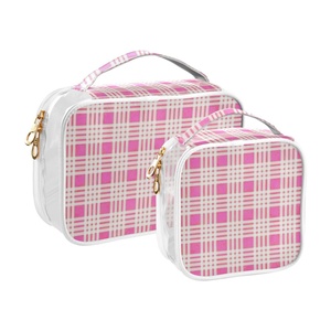 2-pack Hawaii Portable Transparent Toiletry Bag Clear PVC Cosmetic Bag Women Girls Custom Logo Travel Toiletry <b>Pouch</b> with <b>Zip</b> - Product Image 1