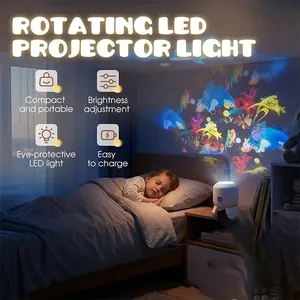 Proyector LED Giratorio Dinámico Recargable, Luz <span class=keywords><strong>de</strong></span> Ambiente con Brillo Ajustable y Rotación <span class=keywords><strong>de</strong></span> 360°, Decoración para Dormitorio - Product Image 2