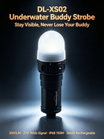 PROZHAOZHU DL-XS02 Lampe de Plongée Professionnelle Stroboscopique IP68 200M Rechargeable 3000LM LED Blanche pour Compagnon de Plongée Sous-Marine