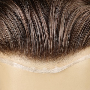 Full Swiss Lace <b>Toupee</b> Breathable Base Popular Indian Hair Unit for Men - Product Image 5