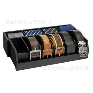 Expandable Belt <b>Storage</b> <b>Box</b> With Partitions For Ties And Belts Organiser Wooden Rectangular Standing Type 6.0in To 8.7in - Product Image 5