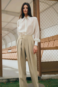 กางเกงผ้าไหมแบบเรียบง่ายของผู้หญิงที่สง่างามคอลเลกชันฤดูใบไม้ร่วงที่มีเสน่ห์บริการ ODM คลาสสิกเทคนิคการซักแบบคลาสสิกสำหรับสำนักงาน - Product Image 6