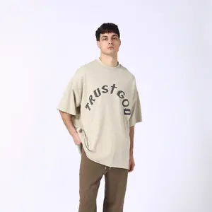 Camiseta de skate 300 g/m2 com estampa de ombro caído, camiseta casual de algodão puro personalizada para uso em ruas, camiseta de grandes dimensões