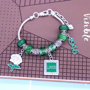 Pulseira ajuste de correntes de cobra, faça você mesmo, stretch, sorority, delta sigma zeta, links 1946, verde, europa