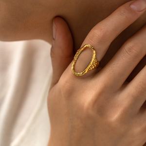 Anillos de Joyería de Moda Elegantes y de Lujo, Chapados en Oro de 18k, de Acero Inoxidable 316l, Estilo Vintage, Personalizados y Económicos para Mujer - Product Image 5