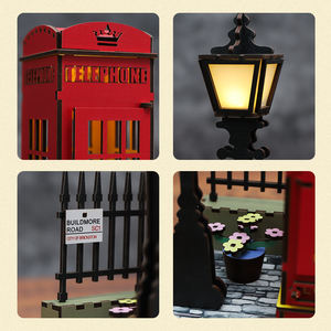 ตู้โทรศัพท์ถนนลอนดอน ตัวต่อไม้ 3 มิติ พร้อมไฟ-แบบจำลองตัวต่อไม้ 3 มิติที่สมจริงสำหรับนักสะสม ใช้เพื่อการศึกษาแบบ DIY - Product Image 4