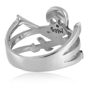 Stainless Steel <b>Skull</b> Pirate <b>Ring</b> Hollow Crossbones Design Unisex Jewelry Gift - Product Image 2