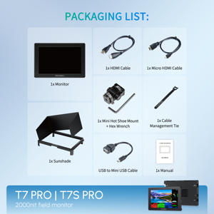 FEELWORLD T7 PRO Export 7 pouces caméra moniteur de terrain boîtier en aluminium 2000NIT haute luminosité 4K HDMI moniteur <span class=keywords><strong>pour</strong></span> DSLR - Product Image 5
