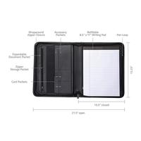 Carpeta Portadocumentos A4 de Cuero PU Personalizada, con Cierre de Cremallera, Impresión UV Digital, Marca OEM, Modelo SKN-FF-0934, Hecho en China