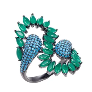 Thailand Green Stones 925 Custom Ring Display Jewelry Wholesale