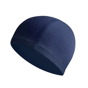 Gorro de natación de tela para adultos con LOGO personalizable, estilo para hombre y mujer, alta elasticidad de cinco hilos, no aprieta, poliéster de color sólido. - Product Image 2