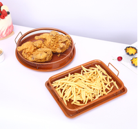 Plateau à légumes en cuivre Plateau de cuisson antiadhésif avec panier à griller à mailles surélevées Ensemble de 2 pièces