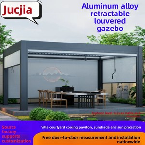 Pergola motorisée extérieure en alliage d'aluminium avec stores orientables, auvent motorisé, pour cour, jardin, véranda, villa moderne, grand pavillon, gris - Product Image 4