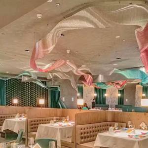 Grande lampe de plafond moderne en forme de ruban de soie lustres en verre personnalisés roses multicolores pour restaurant hôtel hall de banquet - Product Image 2