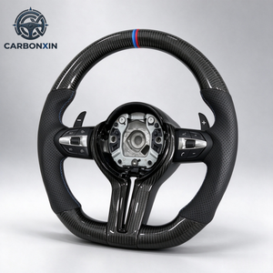 Volant chauffant en cuir et fibre de carbone pour les modèles F Series, 4 Series, 535i, M4, X5, M3. Volant de voiture directement de l'usine. - Product Image 3