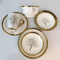 Vaisselle de luxe personnalisée à succès, plaquée or, durable pour la salle à manger à domicile, plats de fête, récipient alimentaire