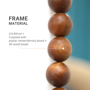 Phong Cách Phương Đông 76Cm X 51Cm Vòm Hình Gương Bằng Gỗ Bead Khung Trang Trí Gương Thiết Kế Truyền Thống - Product Image 4