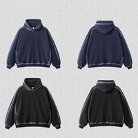Casual heren hiphop kleding met naadverf, capuchontrui, effen kleur, dikke fleece sweater met capuchon voor de winter