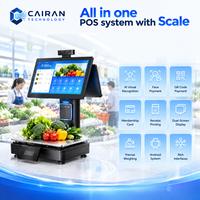Caisse enregistreuse intelligente AI avec balance intégrée, double écran 15,6 pouces Android, paiement NFC pour restaurants, cafés et bistrots