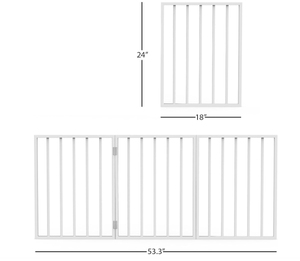 Puerta de perro de madera retráctil plegable de 54x24 pulgadas, barrera de seguridad para mascotas de 3 paneles para interiores y exteriores, fácil de instalar, valla blanca superventas - Product Image 4