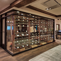 Vinoteca de Acero Inoxidable y Vidrio Transparente, Extensible, para Almacenamiento y Exhibición de Muebles para el Hogar, Montada en la Pared, del Piso al Techo, Precio de Fábrica