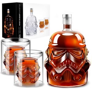 Juego de Decantador de Whisky con 2 Vasos, Diseño Cuadrado con Tapa en Forma de T, Grabado en Oro, Regalo para Hombre, para <span class=keywords><strong>Bourbon</strong></span>/Vodka, para Papá, Esposo, Novio - Product Image 1