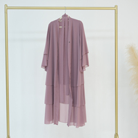 Grossiste Dubaï Abaya Vêtements Islamiques Robes pour Femmes Abaya Femme Musulmane 3 Couches Mousseline Cardigan Abaya Ouverte pour Enfants