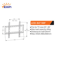 Support mural universel fixe pour téléviseur LED-921MF, prix usine, VESA max 400x400mm, pour téléviseurs à écran plat de 23 à 55 pouces