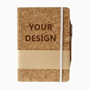 Cuaderno Personalizado de Corcho Reciclado Ecológico, Diario de Tapa Dura con Textura de Madera Sostenible, Banda Elástica y Soporte para Bolígrafo - Product Image 1
