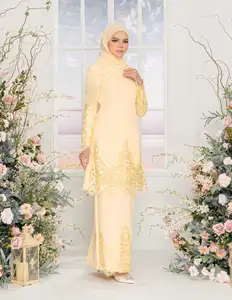 Katı renk uzun kollu tarafından Kaftan İslam Abaya bayan islami maksi elbise yeni Model Dubai Baju Kurung