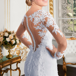 Hot Selling Wholesale 2023 Women <b>White</b> <b>Lace</b> Wedding Dress Bridal Gowns Elegant Wedding Dresses for Women 2022 - Product Image 5