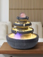 Fontaine d'eau d'intérieur moderne avec lumière LED, boule de cristal rotative à brume, cascade décorative pour sol et table, pour la maison et le bureau