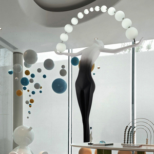 लिविंग रूम या कार्यालय कला सजावट के लिए मानव आकृति धारण क्षेत्र के साथ आधुनिक अमूर्त राल फर्श लैंप - Product Image 3