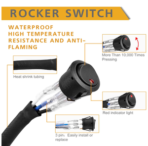 Harness Kabel 2 Jalur, Harness Kabel Lampu LED 12V - Saklar Rocker Relay 40A Sekring, untuk Kit Kabel Lampu Pod Fog - Product Image 5