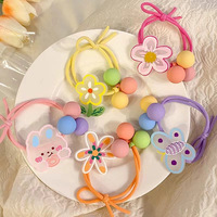 Ikat Rambut Elastis Tinggi Daou Kids' Motif Bunga Kartun Warna-warni 5cm Aksesoris Rambut Musim Panas Lucu Buatan Tangan Akrilik