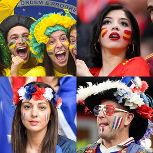 Красный белый синий 3 цвета логотип футбольный фанат нетоксичный макияж Кубок мира футбольная краска для лица флаг палка - Product Image 5