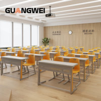 Meubles de classe de haute qualité GUANGWEI, cadre en alliage d'aluminium, table et chaises pour lycée, bureau double pour étudiants