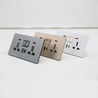 Panneau en verre trempé, interrupteur 2 voies, prise murale 3 broches, port de charge USB Type-C 18W, IP22, adaptateur 16A 250V, prise universelle