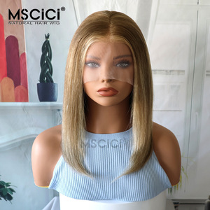 Parrucca 13x6 HD con pizzo trasparente, capelli umani birmani lisci, biondo platino con radici, fornitore all'ingrosso, 100% capelli umani - Product Image 1