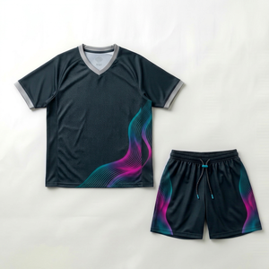 Conjunto de Uniforme de Fútbol para Hombre, Camiseta de Manga Corta y Pantalones Cortos, Color Degradado, Impresión Sublimada, Absorbe la Humedad, Ajuste Atlético - Product Image 1