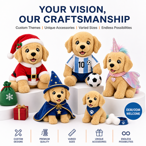 Peluche de Alta Calidad con Diseño de Golden Retriever, Regalo de Navidad, Peluche Personalizado, Fabricante OEM/ODM, Juguete de Peluche Suave - Product Image 5