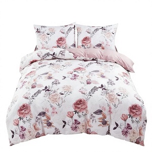 Poland Stock Modern Woven Pink Rose Floral Polyester Home Bedding Set 3 Pieces Duvet Cover EU Dropshipping Ready to Ship - Product Image 1