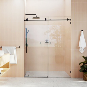 Oem ODM 56-60 ''W x 76''h không khung màu đen mờ tắm cửa 10mm đơn vuông trượt kính khách sạn phòng tắm vuông tắm màn hình - Product Image 2